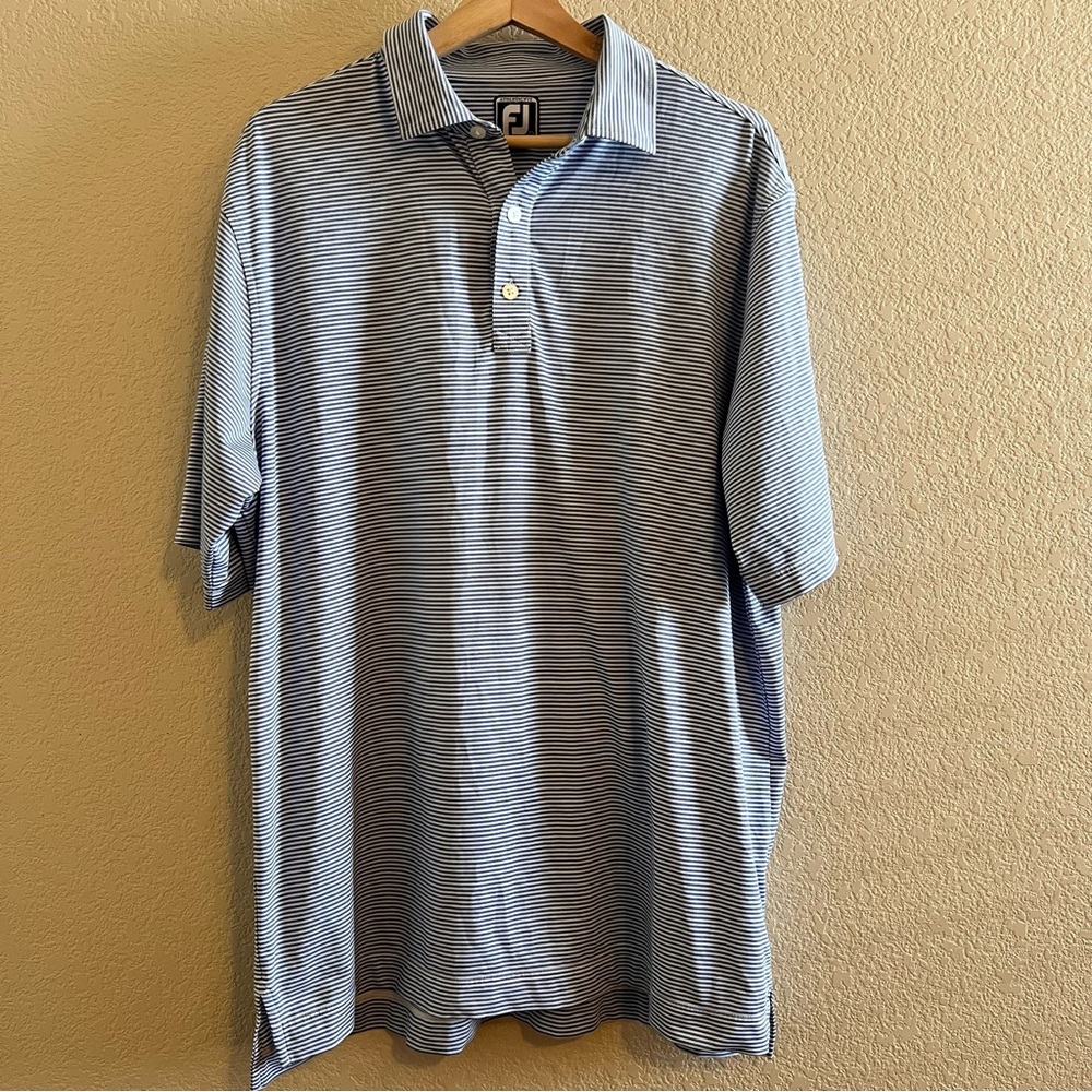 FootJoy Athletic Fit Blue Striped Golf Polo Size XL